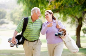 Couple enjoying a golf day